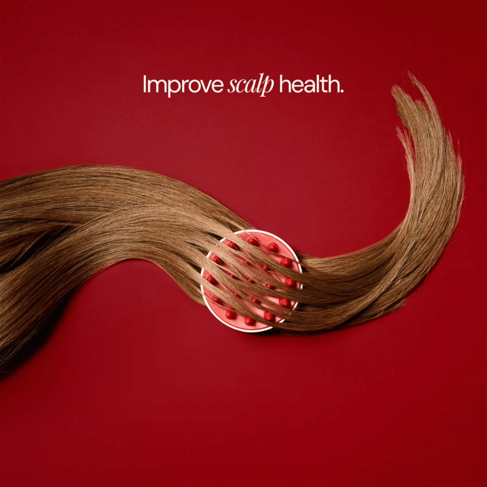 Scalp Massage Brush – czerwona i biała szczotka masująca z silikonowymi wypustkami do skóry głowy