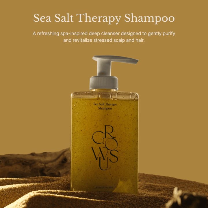 GROWUS Sea Salt Therapy Shampoo – szampon głęboko oczyszczający dla zestresowanej skóry głowy i tłustych włosów