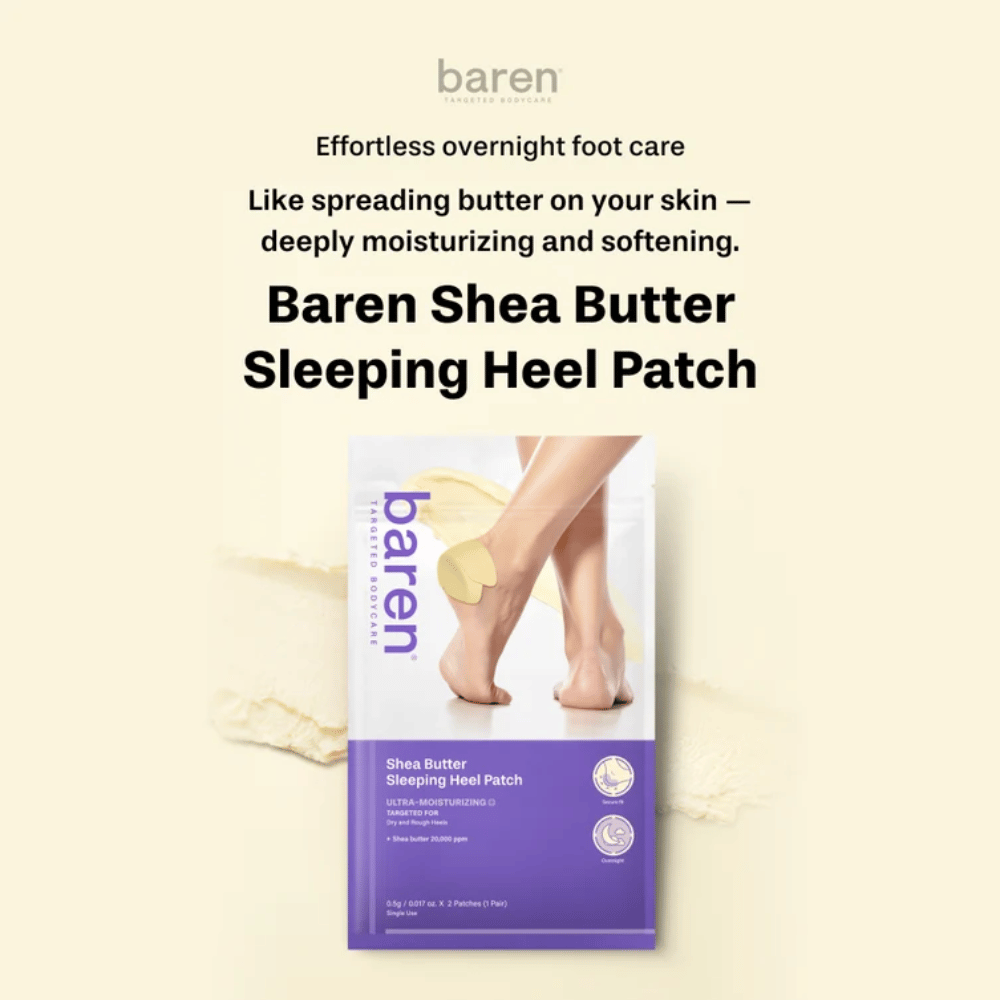 BAREN Shea Butter Sleeping Heel Patch – nawilżająca kuracja na noc z masłem shea do suchych pięt