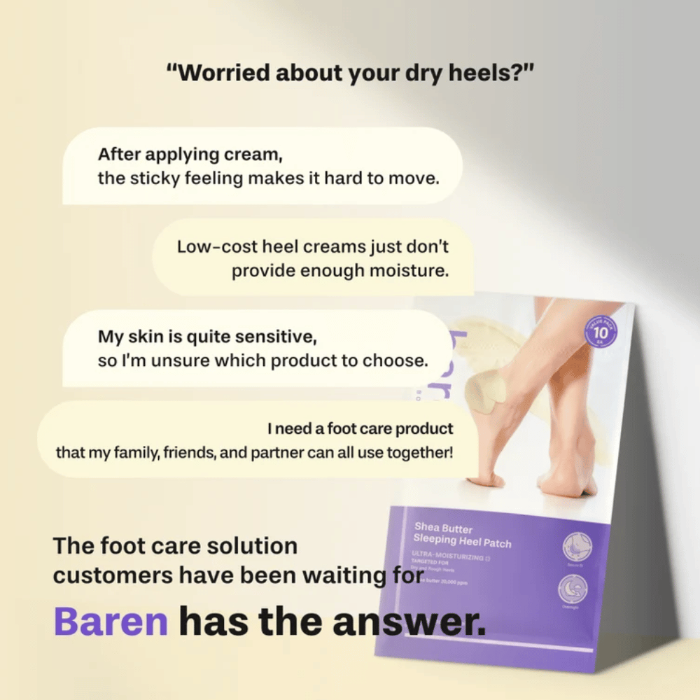 BAREN Shea Butter Sleeping Heel Patch – intensywna pielęgnacja stóp dla suchych i szorstkich pięt
