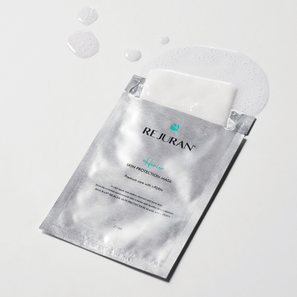 REJURAN Skin Protection Mask z c-PDRN – nawilżająca Maseczka w płachcie z pielęgnacyjnym serum do suchej i zestresowanej skóry.