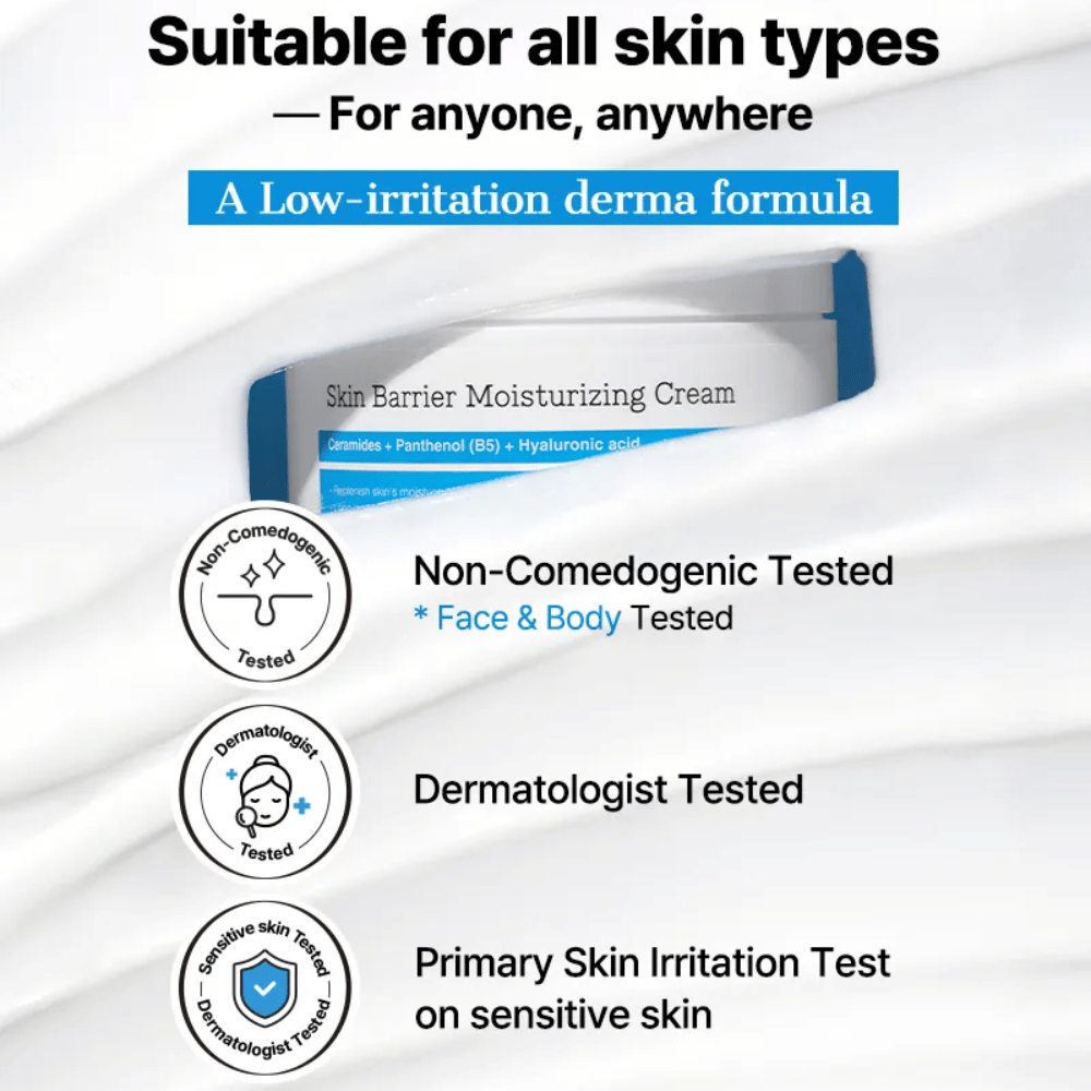 COSRX Skin Barrier Moisturizing Cream – dermatologicznie testowana, niekomedogenna formuła dla wrażliwej skóry.