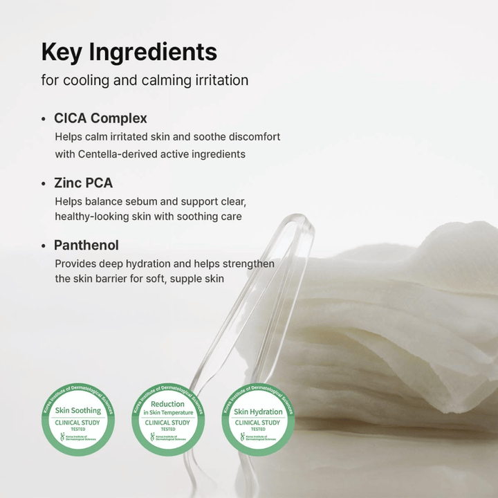Obraz – składniki (EEAT + SEO)
Dr. Althea Stretchfit Calming Pad z CICA Complex, Zinc PCA i Panthenolem, które koją skórę, równoważą wydzielanie sebum i wzmacniają barierę skórną.