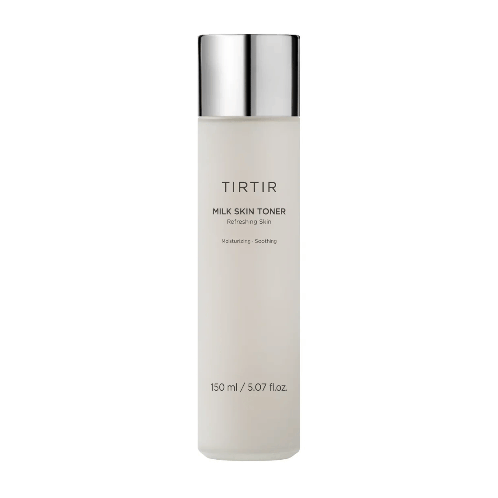 Zdjęcie produktu "TIRTIR MILK SKIN TONER", tonik do twarzy obiecujący odświeżające i kojące efekty. Zawartość to 150 ml.