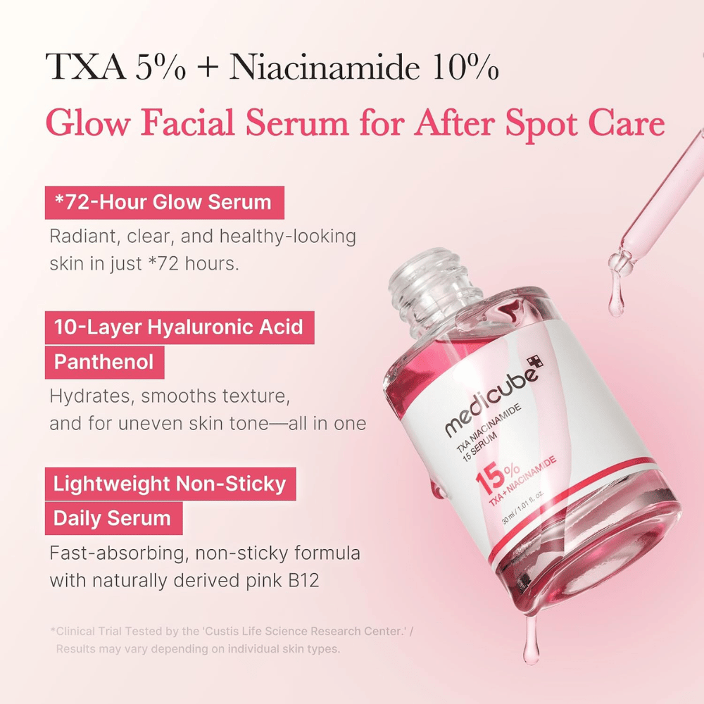 3. Medicube TXA Niacinamide 15 Serum – nawilżające serum do twarzy z kwasem hialuronowym i pantenolem dla bardziej wyrównanego kolorytu skóry i blasku