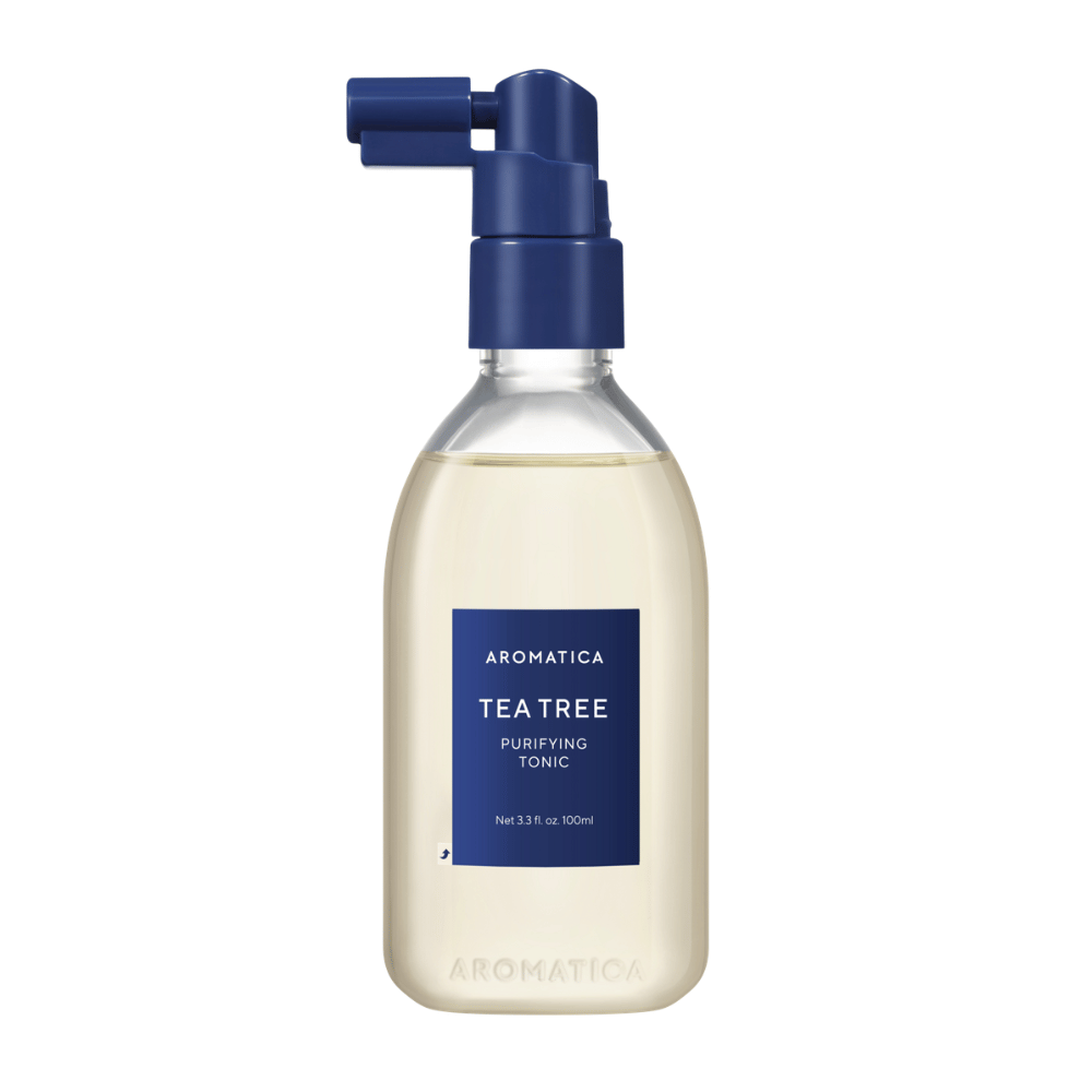 1. AROMATICA Tea Tree Purifying Tonic 100 ml – zdjęcie produktu toniku do skóry głowy z atomizerem