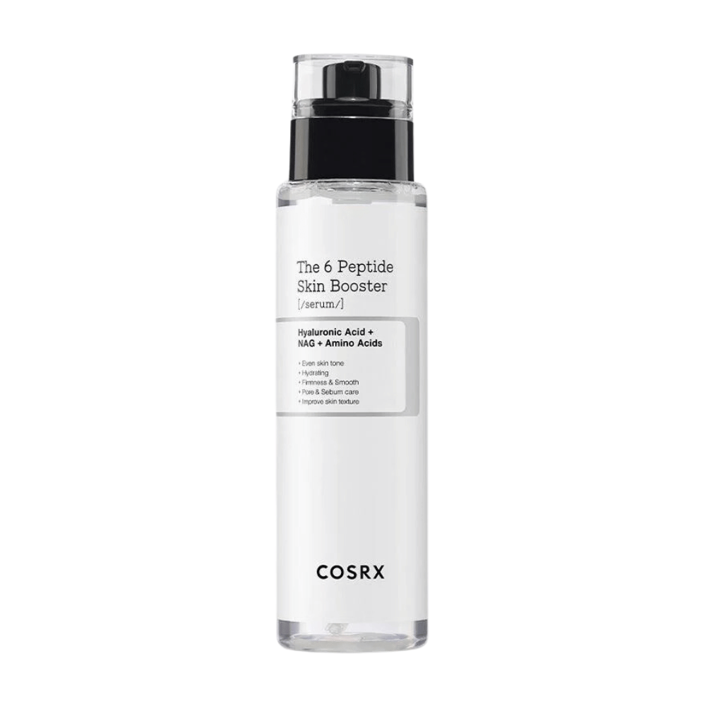 Butelka z serum do pielęgnacji skóry "The 6 Peptide Skin Booster" z kwasem hialuronowym i aminokwasami od COSRX.