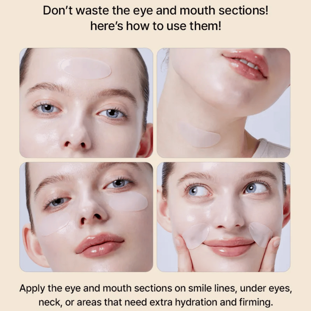 Stosowanie COSRX Alpha-Arbutin Hydrogel Mask wokół oczu i ust – wielofunkcyjny Maseczka w płachcie który zapewnia dodatkowe nawilżenie i jędrność tam, gdzie skóra tego najbardziej potrzebuje.