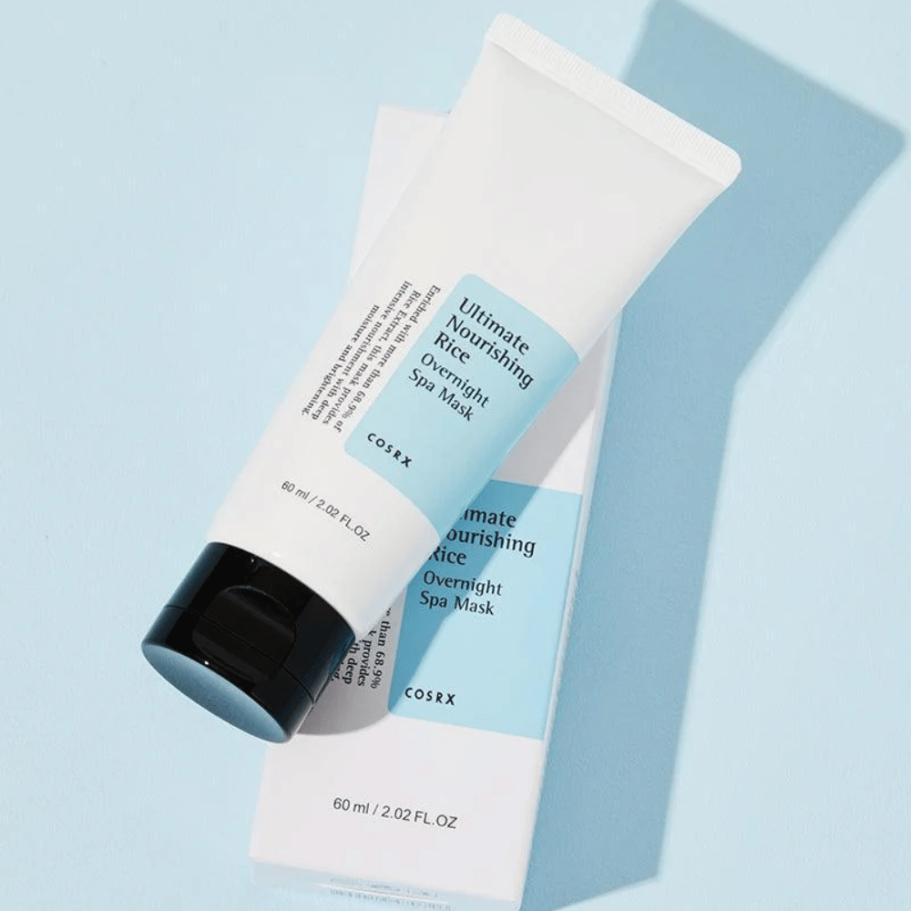 COSRX Ultimate Nourishing Rice Overnight Spa Mask z pudełkiem 60 ml odżywcza maska na noc dla bardziej jednolitego kolorytu skóry