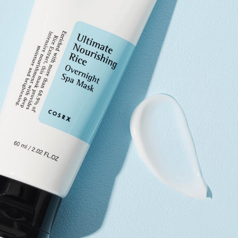 COSRX Rice Overnight Spa Mask kremowa tekstura z ekstraktem z ryżu, która nadaje blask i miękkość skórze przez noc