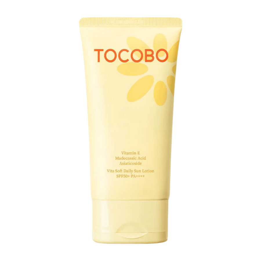 Tocobo Vita Soft Daily Sun Lotion SPF50+ PA++++ wegański krem przeciwsłoneczny z witaminą E, który chroni skórę i zapewnia miękkie, nawilżone uczucie