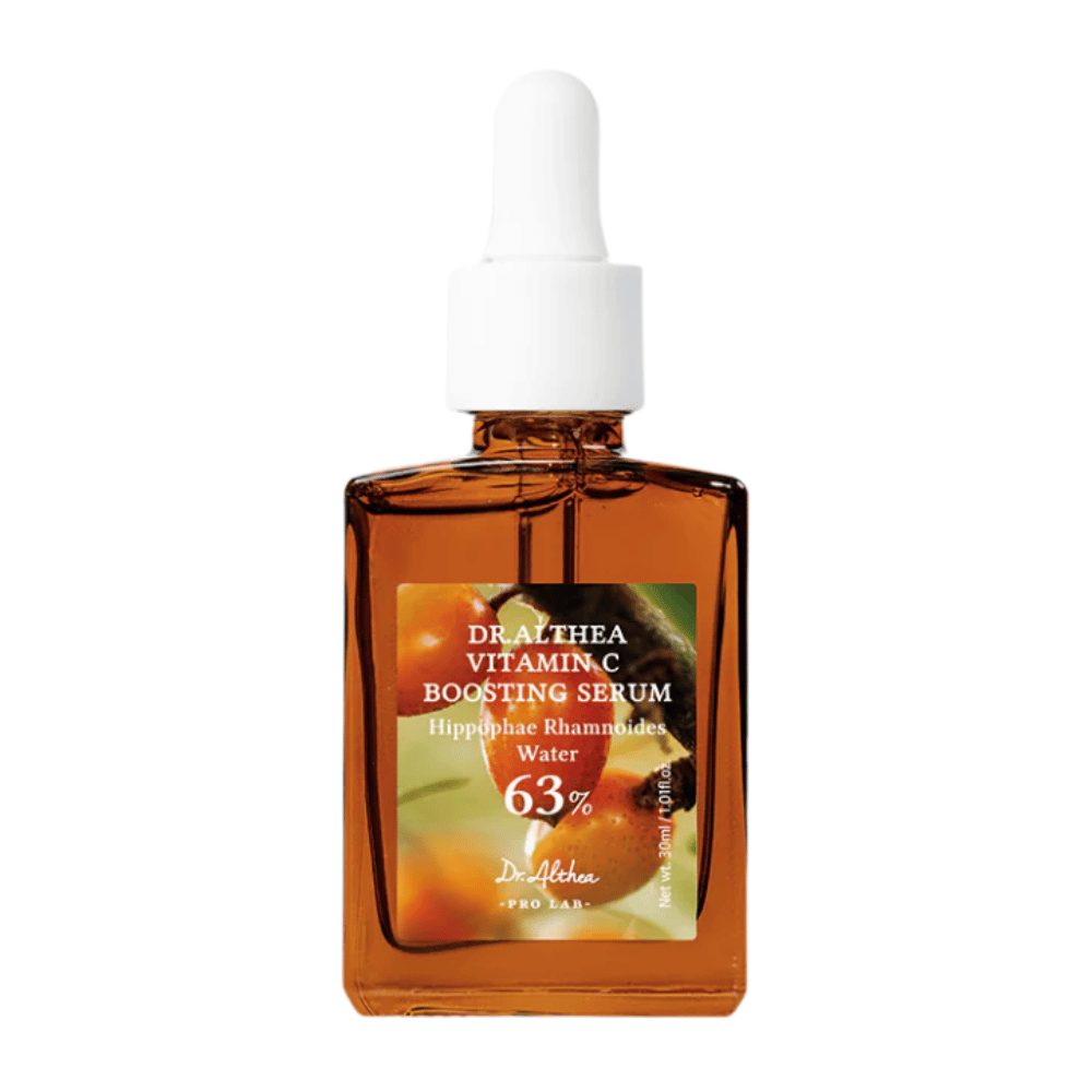 Dr. Althea Vitamin C Boosting Serum zawiera 63% wody z rokitnika i jest zaprojektowana, aby wyrównać koloryt skóry i zmniejszyć ciemne plamy. Ta skuteczna formuła nadaje skórze promienny blask i wspiera odnowę komórkową, aby uzyskać młodszy wygląd.