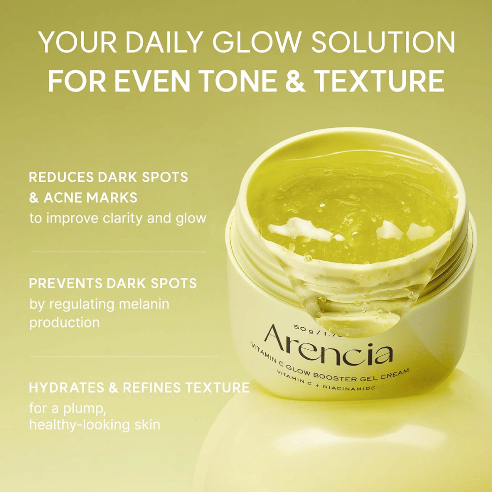 Arencia Vitamin C Glow Booster Gel Cream – żel-krem na ciemne plamy, ślady po trądziku i nierówny koloryt skóry