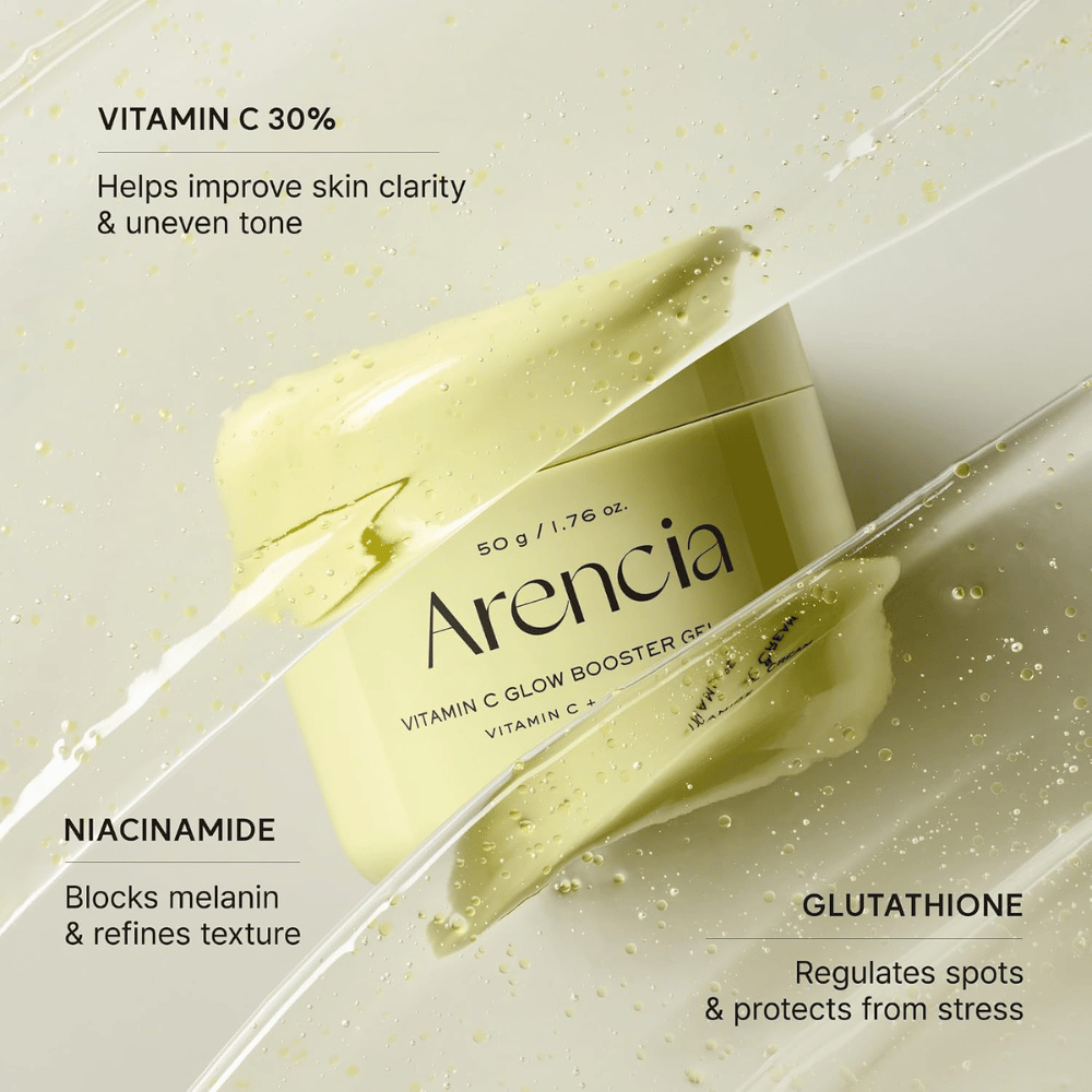 Arencia Vitamin C Glow Booster Gel Cream – z 30% witaminą C, niacynamidem i glutationem dla bardziej wyrównanego kolorytu i blasku skóry