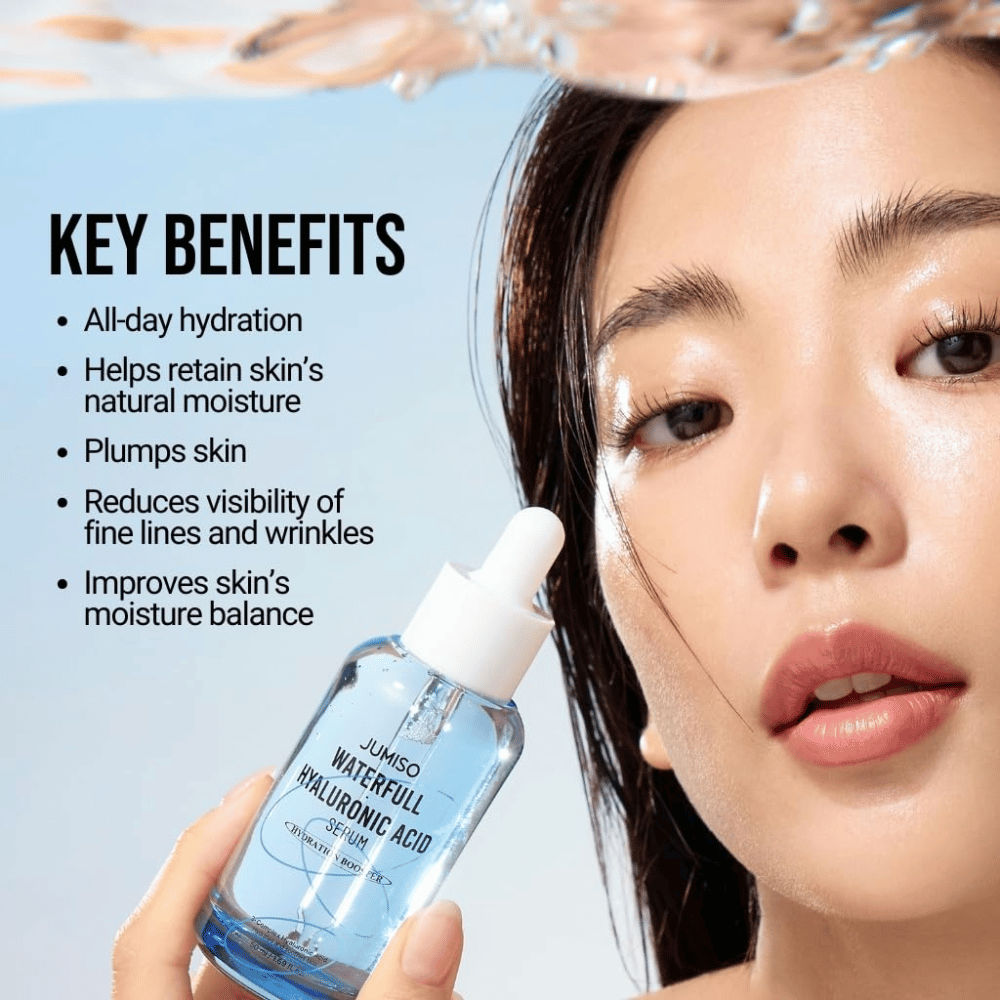 Jumiso Waterfull Hyaluronic Acid Serum 50 ml – intensywnie nawilżające serum z kwasem hialuronowym, które wypełnia skórę i zmniejsza widoczność drobnych linii