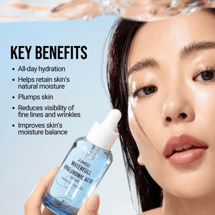 Jumiso Waterfull Hyaluronic Acid Serum 50 ml – intensywnie nawilżające serum z kwasem hialuronowym, które wypełnia skórę i zmniejsza widoczność drobnych linii