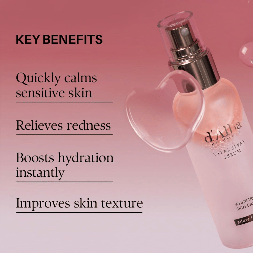 d'Alba White Truffle Vital Spray Serum – kojąca mgiełka serum dla skóry wrażliwej, na zaczerwienienia i nawilżenie