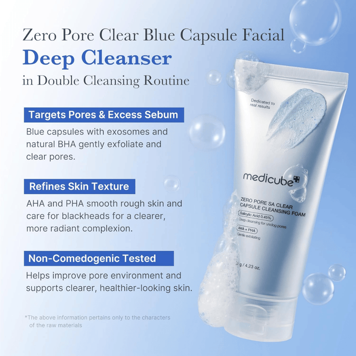Medicube Zero Pore SA Clear Capsule Cleansing Foam – głęboko oczyszczający środek do twarzy, który balansuje sebum i poprawia strukturę skóry.