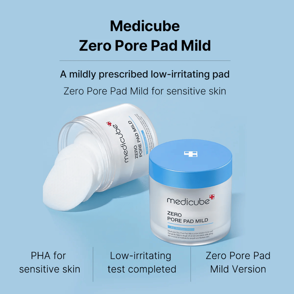 Medicube Zero Pore Pad Mild jest specjalnie stworzony dla wrażliwej skóry. Te płatki zawierają PHA, co jest delikatne dla skóry, i zostały przetestowane w celu zminimalizowania podrażnień. Idealne do codziennego użytku, aby oczyścić i nawilżyć skórę.
