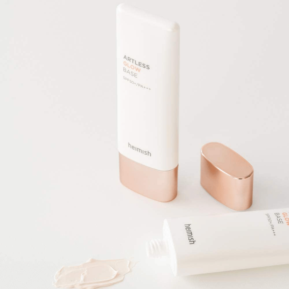 Tubka heimish Artless Glow Base SPF 50+ PA+++ 40ml kremu przeciwsłonecznego.