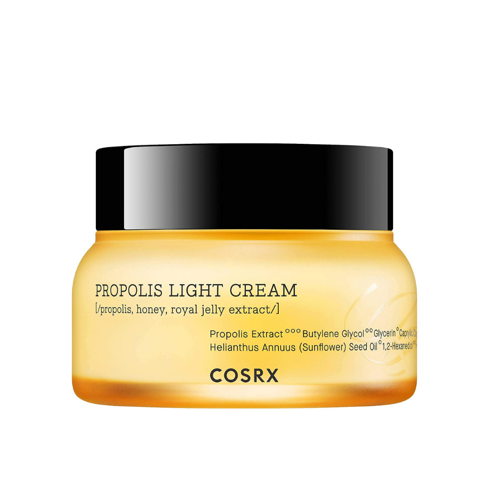 COSRX Full Fit Propolis Light Cream 65ml z czarnym kompleksem propolisu pszczelego dla antyoksydantów.