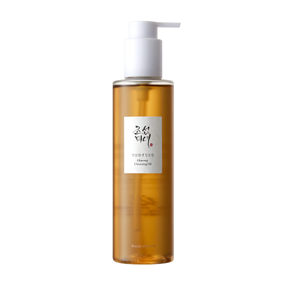 Butelka Beauty of Joseon Ginseng Cleansing Oil 210ml na białym tle, z olejem z nasion żeń-szenia.