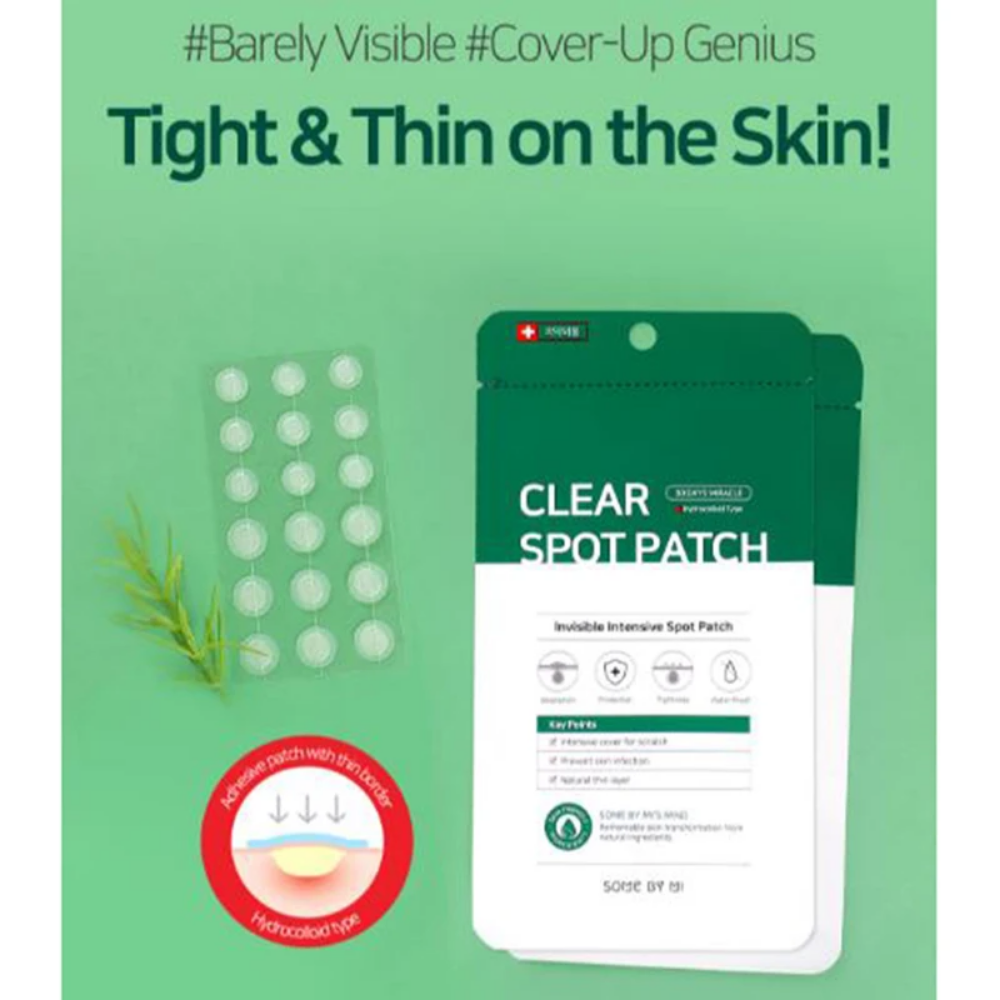 Biały 30 Days Miracle Clear Spot Patch (18 szt.) na wyraźnym tle, odpowiedni do zarządzania trądzikiem i wydzieliną z rany. Marka: SOME BY MI