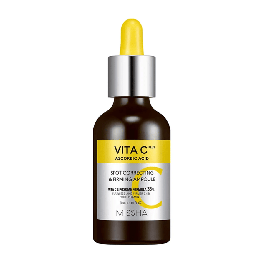 MISSHA Vita C Plus Spot Correcting & Firming Ampoule 30ml, visas på en vit bakgrund.